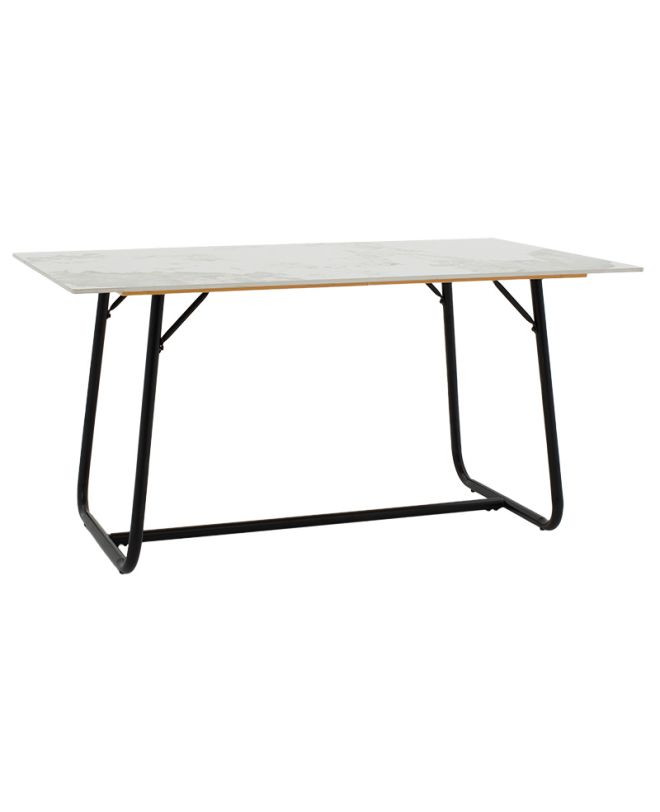 Τραπέζι Revello sintered stone λευκό μαρμάρου-μαύρο 150x90x75εκ