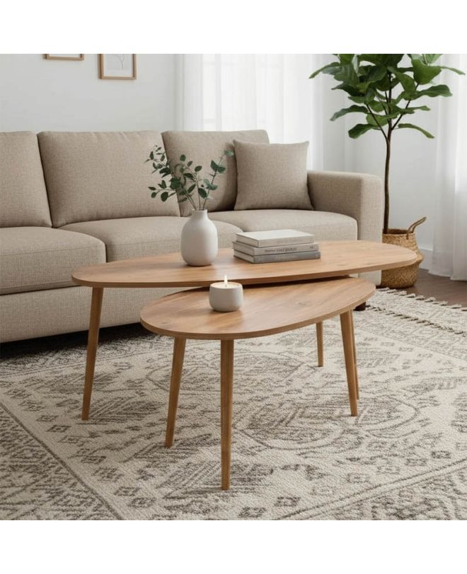 Τραπέζι σαλονιού Monty 2 τεμ. σε oak απόχρωση 116x46x46εκ