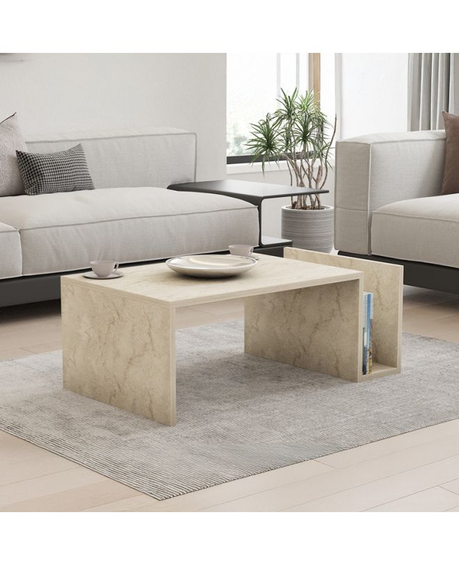 Τραπέζι σαλονιού Poko σε όψη τραβερτίνας 86.8x50x32,4εκ