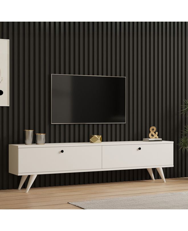 Έπιπλο τηλεόρασης Jate σε λευκή απόχρωση 160x25x40εκ