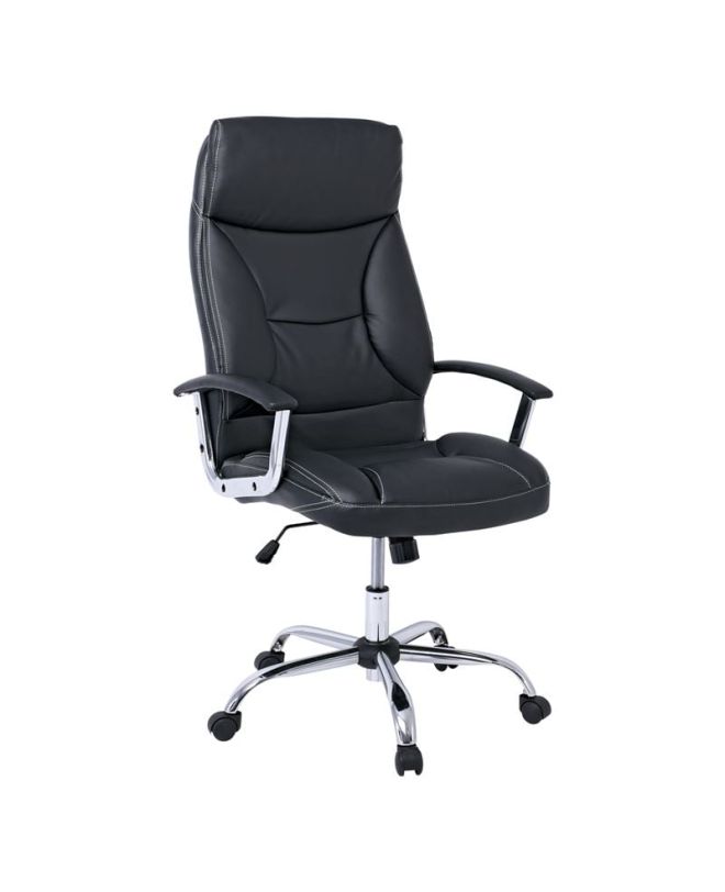 BF5700 Πολυθρόνα Διευθυντή Μέταλλο Χρώμιο, Pu Μαύρο