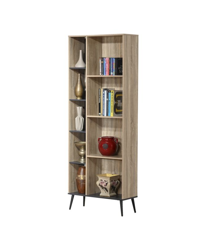 Βιβλιοθήκη Zezan σε sonoma-ανθρακί απόχρωση 76.5x30x200.5εκ