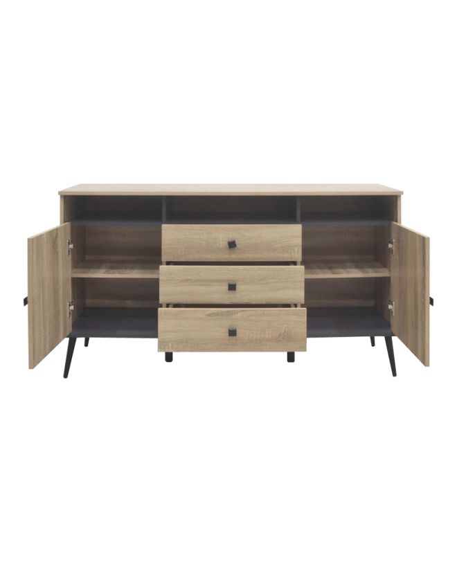 Μπουφές Zezan σε sonoma-ανθρακί απόχρωση 140.5x41.5x80εκ