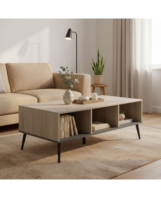 Τραπέζι σαλονιού Zezan σε sonoma-ανθρακί απόχρωση 121x60x44.5εκ