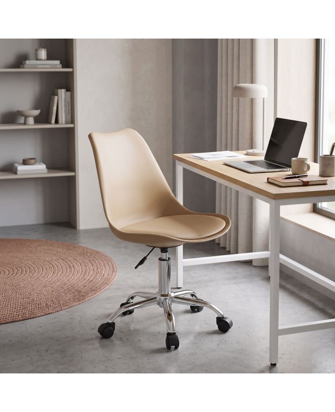 Καρέκλα γραφείου εργασίας Gaston II pp-pu cappuccino 48x57x77-90εκ
