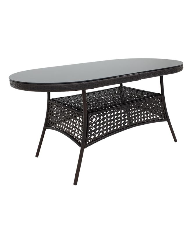 Τραπέζι Cellin μέταλλο-pe rattan καφέ 160x80x77εκ