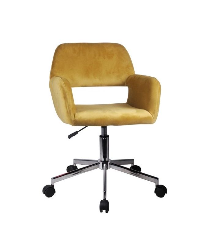 Καρέκλα Γραφείου ArteLibre KLOI Κίτρινο Βελούδο 37x42x78-90cm