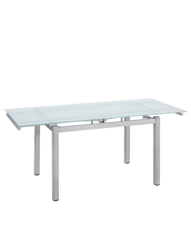 Τραπέζι Επεκτεινόμενο ArteLibre BOTEV Αμμοβολή/Ασημί Γυαλί/Μέταλλο 110+60x70x75cm
