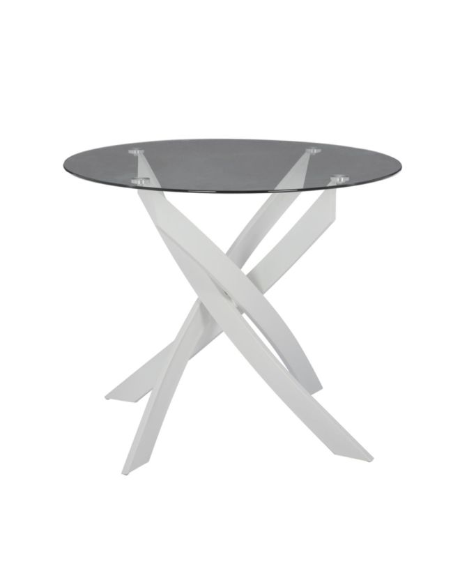 Τραπέζι ArteLibre HEKLA Λευκό/Γκρι Γυαλί/Μέταλλο 90x90x74cm