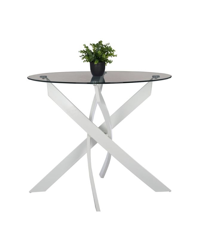 Τραπέζι ArteLibre HEKLA Λευκό/Γκρι Γυαλί/Μέταλλο 90x90x74cm