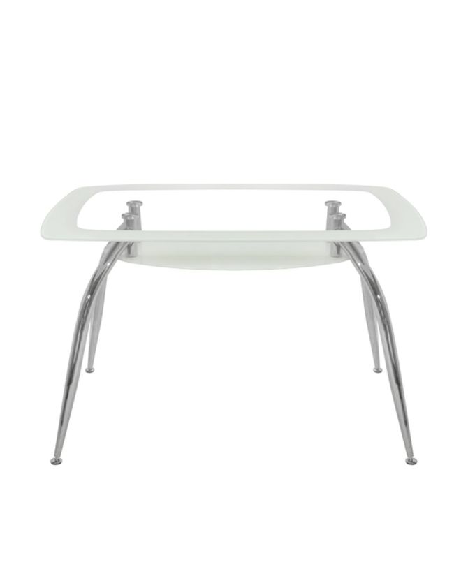 Τραπέζι ArteLibre HALTIA Λευκό/Διάφανο/Χρώμιο Γυαλί/Μέταλλο 120x75x75cm