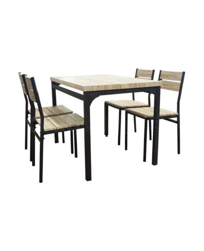 Τραπέζι Σετ (4+1) ArteLibre SERISSA Μαύρο/Μπεζ 110x70x77cm