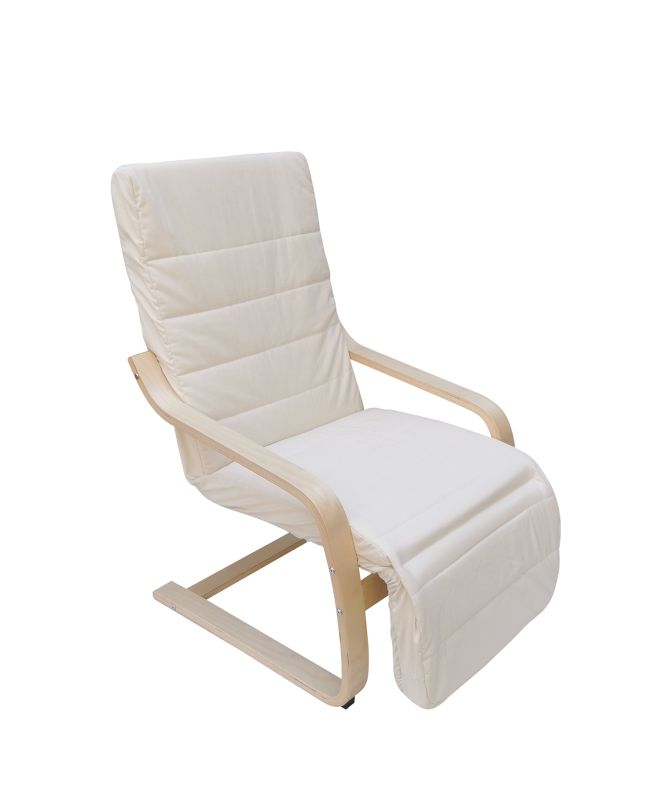 Πολυθρόνα ArteLibre CELOSIA Λευκό/Φυσικό Ύφασμα/Ξύλο 67x113x103cm