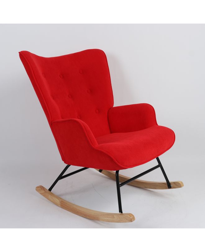 Πολυθρόνα Κουνιστή ArteLibre CANDY CANE Κόκκινο Ύφασμα/Μέταλλο/Ξύλο 91x67x86cm