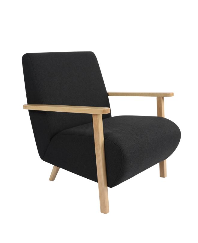 Πολυθρόνα ArteLibre GREVILLEA Μαύρο/Φυσικό Ύφασμα/Ξύλο 82x70.5x85cm