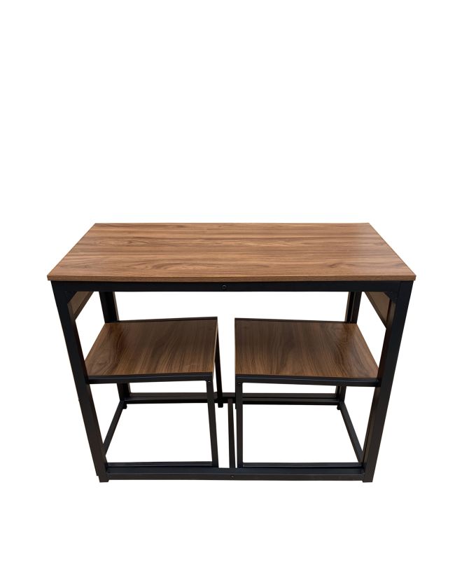 Σετ Τραπεζαρία (2+1) ArteLibre CHAMBAL Καφέ/Μαύρο MDF/Μελαμίνη 90x47x76cm