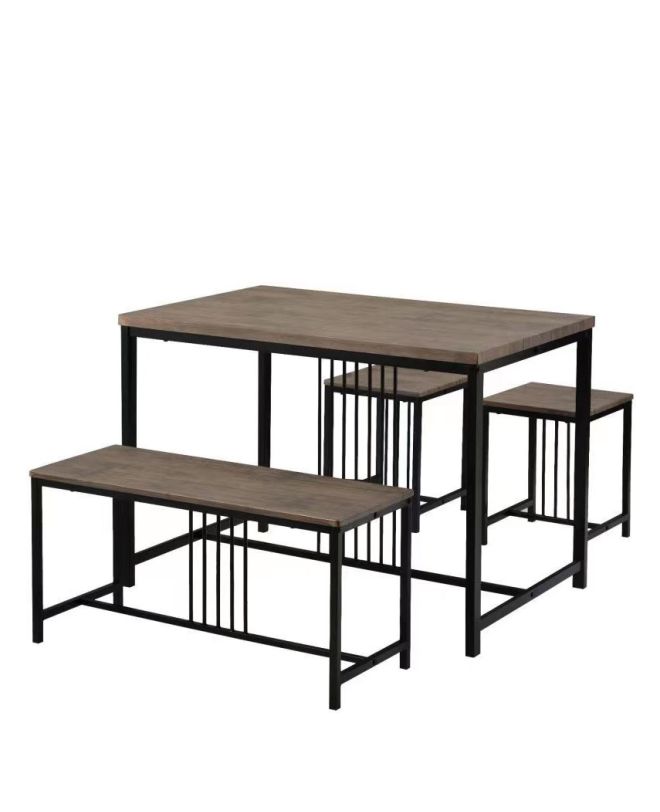 Σετ Τραπεζαρία (3+1) ArteLibre GOMTI Καφέ/Μαύρο MDF/Μελαμίνη 110x70x75cm