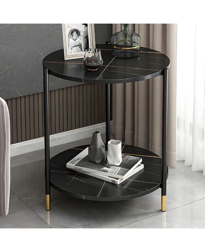 Τραπεζάκι Βοηθητικό ArteLibre RAVI Όψη Μαρμάρου Μέταλλο 48x48x60cm