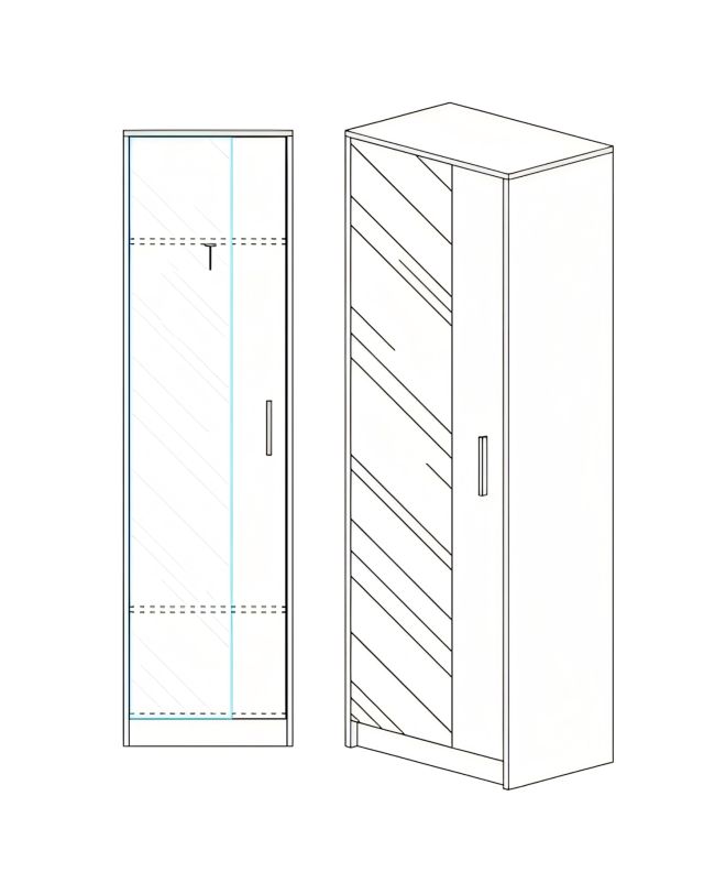 Ντουλάπα ArteLibre SOLFRID Με Καθρέπτη Φυσικό Μοριοσανίδα 48x40x180cm