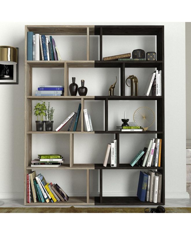 Βιβλιοθήκη ArteLibre Idra Ανοιχτό Καφέ/Σκούρο Καφέ 124x26x159cm