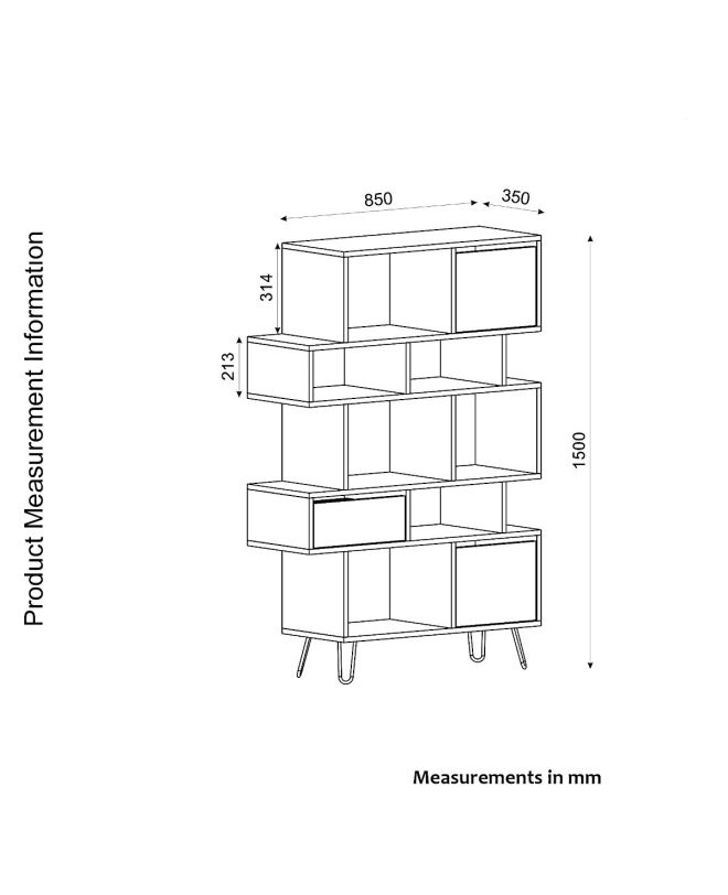 Βιβλιοθήκη ArteLibre MATCH Με Σχέδιο Φυσικό/Ανθρακί Μοριοσανίδα 95x35x150cm