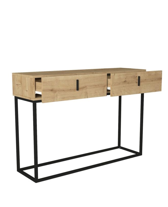 Κονσόλα ArteLibre MYKONOS Φυσικό/Μαύρο Μοριοσανίδα/Μελαμίνη/Μέταλλο 120x37x84cm