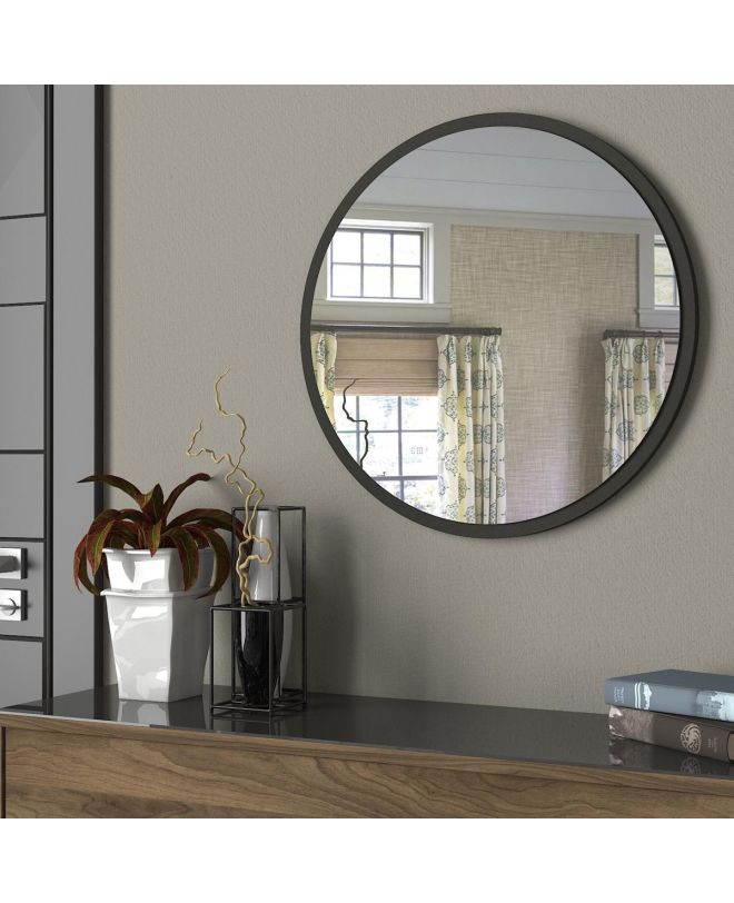 Καθρέπτης Τοίχου ArteLibre MAKUR Ανθρακί Μοριοσανίδα/Γυαλί 60x60cm