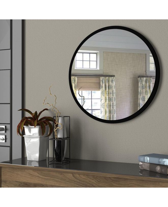 Καθρέπτης Τοίχου ArteLibre MAKUR Μαύρο Μοριοσανίδα/Γυαλί 60x60cm