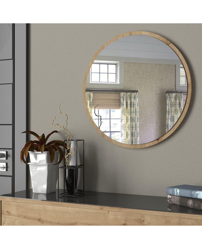 Καθρέπτης Τοίχου ArteLibre MAKUR Φυσικό Μοριοσανίδα/Γυαλί 60x60cm