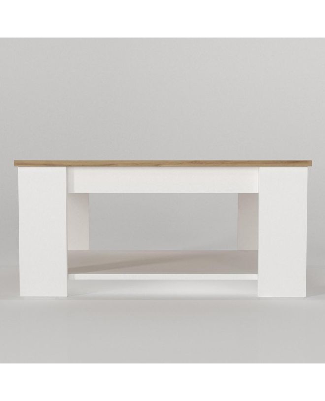 Τραπεζάκι Σαλονιού ArteLibre ALDEN Λευκό/Φυσικό Μοριοσανίδα/Μελαμίνη 90x60x42cm