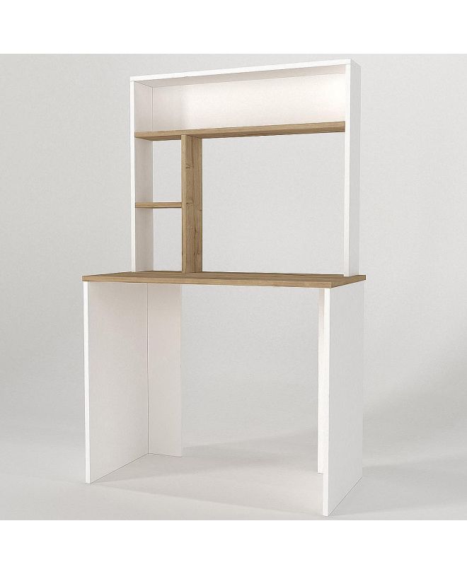 Γραφείο-Βιβλιοθήκη ArteLibre ArteLibre ARAGO Λευκό/Φυσικό Μοριοσανίδα/Μελαμίνη 90x45x148cm