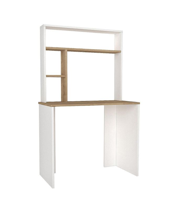 Γραφείο-Βιβλιοθήκη ArteLibre ArteLibre ARAGO Λευκό/Φυσικό Μοριοσανίδα/Μελαμίνη 90x45x148cm