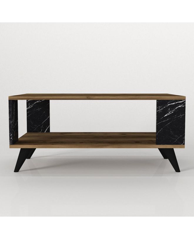 Τραπεζάκι Σαλονιού ArteLibre BICKEL Καρυδί/Μαύρο Μοριοσανίδα/Μελαμίνη 90x54x42cm