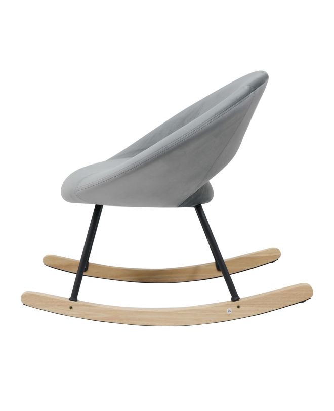 Πολυθρόνα Κουνιστή ArteLibre AIDEN Σκούρο Γκρι Βελούδο/Μέταλλο/Ξύλο 73.5x85x73cm