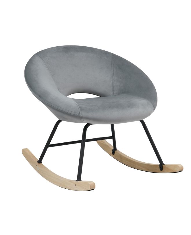 Πολυθρόνα Κουνιστή ArteLibre AIDEN Σκούρο Γκρι Βελούδο/Μέταλλο/Ξύλο 73.5x85x73cm