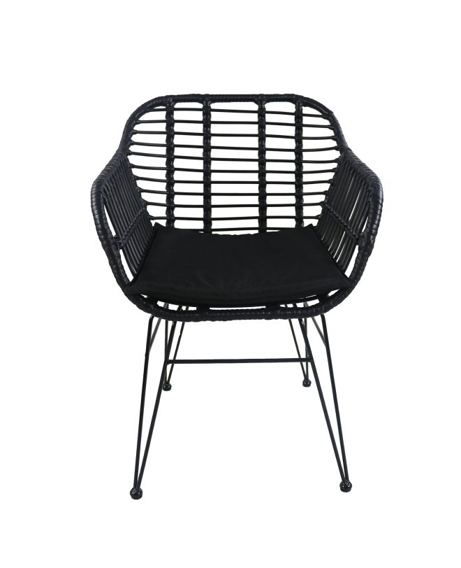 Καρέκλα Κήπου ArteLibre ACTORIUS Μαύρο Μέταλλο/Rattan 57x53x81cm