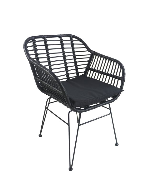 Καρέκλα Κήπου ArteLibre ACTORIUS Μαύρο Μέταλλο/Rattan 57x53x81cm