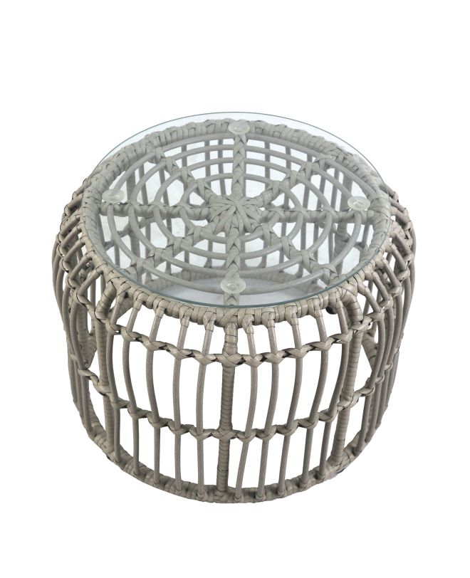 Τραπεζάκι Κήπου ArteLibre ALBIUS Γκρι Rattan/Μέταλλο/Γυαλί Φ50x35cm
