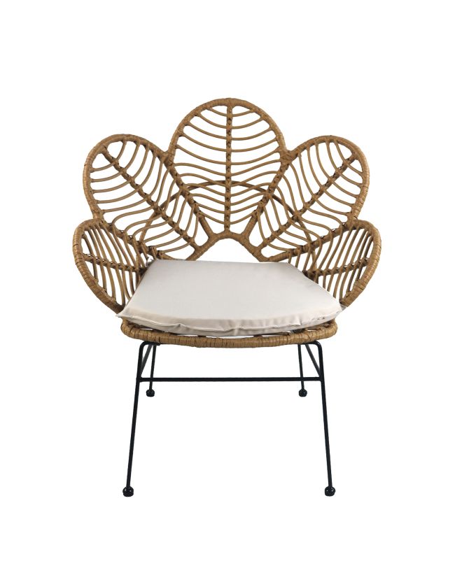 Καρέκλα Κήπου ArteLibre ALFIUS Φυσικό/Μαύρο Μέταλλο/Rattan 72x62x86cm