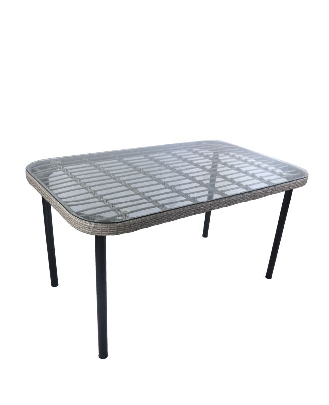 Τραπέζι Κήπου ArteLibre AMPIUS Γκρι/Μαύρο Μέταλλο/Rattan/Γυαλί 160x90x73cm