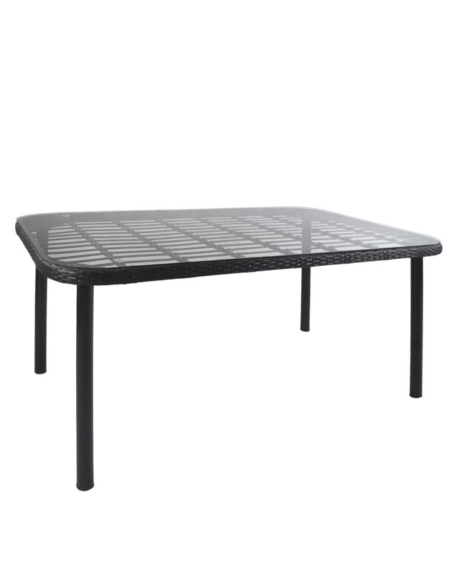 Τραπέζι Κήπου ArteLibre AMPIUS Μαύρο Μέταλλο/Rattan/Γυαλί 160x90x73cm