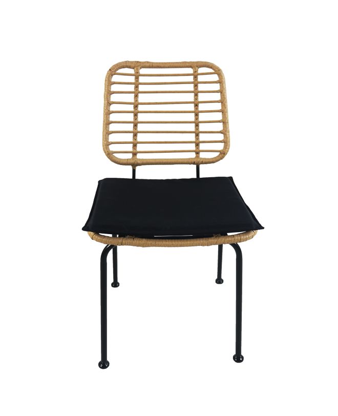 Καρέκλα Κήπου ArteLibre ATIUS Φυσικό/Μαύρο Μέταλλο/Rattan 46.5x55x86cm