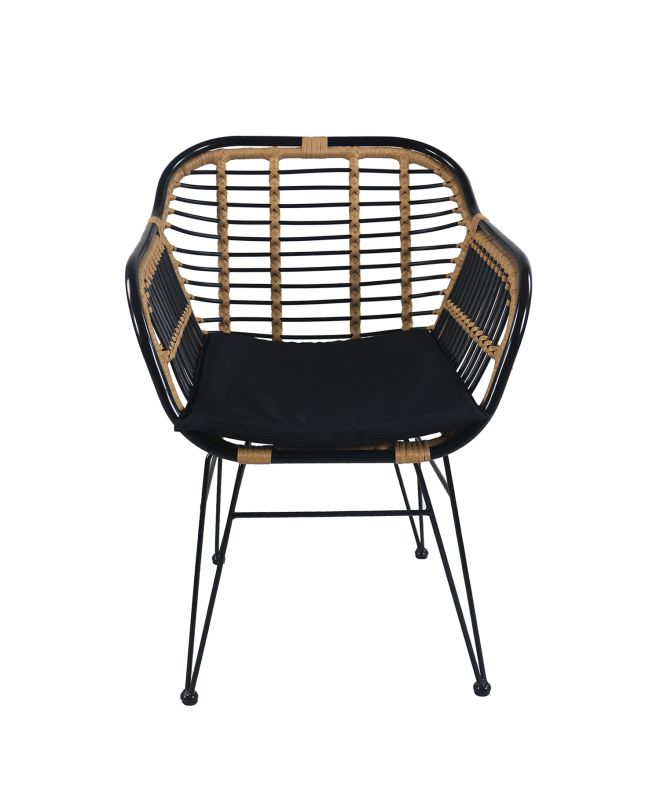 Καρέκλα Κήπου ArteLibre ATINIUS Φυσικό/Μαύρο Μέταλλο/Rattan 58x62x82cm