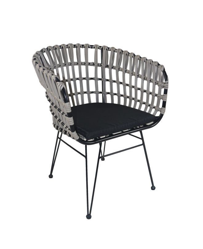 Καρέκλα Κήπου ArteLibre ATRIUS Γκρι/Μαύρο Μέταλλο/Rattan 61x57x80cm