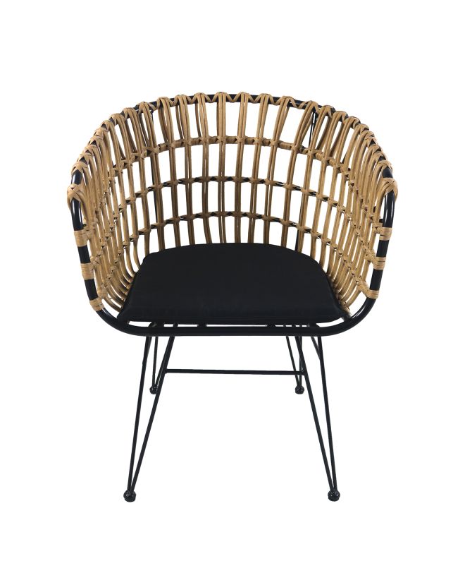Καρέκλα Κήπου ArteLibre AULIUS Φυσικό/Μαύρο Μέταλλο/Rattan 57x60x78.5cm