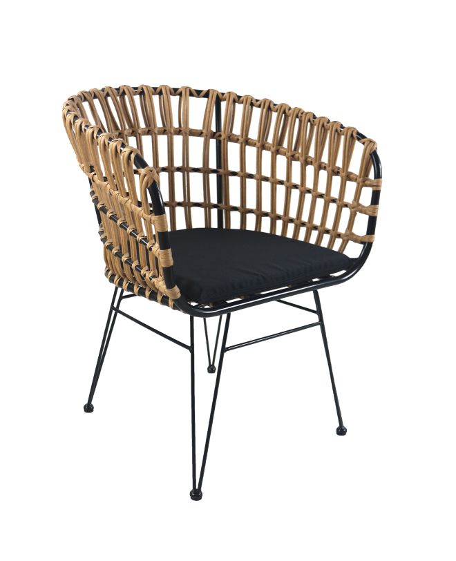 Καρέκλα Κήπου ArteLibre AULIUS Φυσικό/Μαύρο Μέταλλο/Rattan 57x60x78.5cm