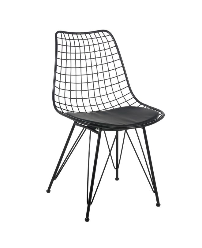 Καρέκλα Μεταλλική ArteLibre FAGUS Με Μαξιλάρι Μαύρο 49x58x83.5cm