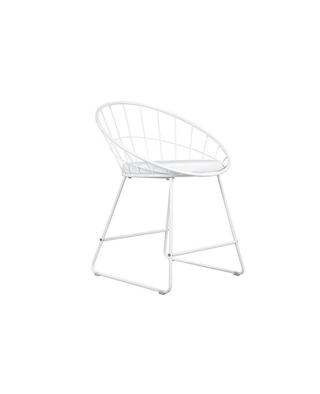 Πολυθρόνα Μεταλλική ArteLibre BETULA Με Μαξιλάρι Λευκό 58x51x72cm