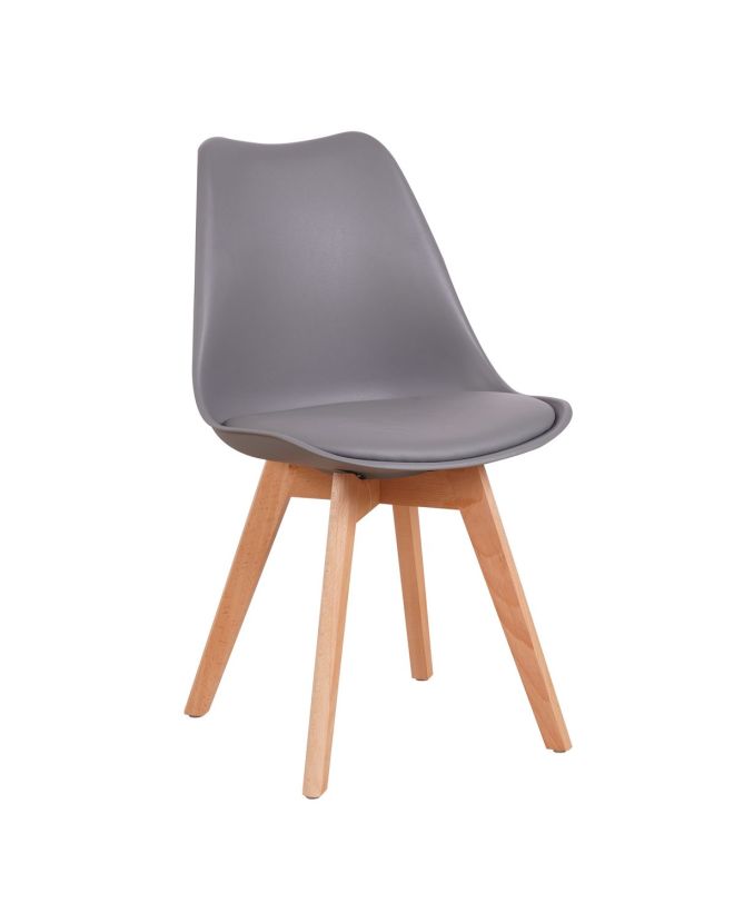 Καρέκλα ArteLibre GROUGH Γκρι PP/PU/Ξύλο 49x56x83cm