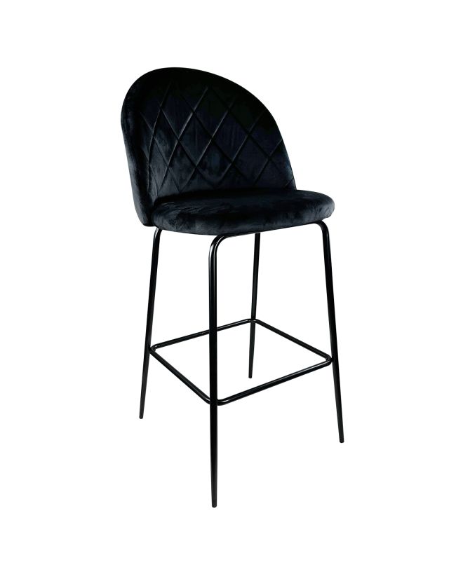 Σκαμπό Bar ArteLibre UNDERHILL Μαύρο Βελούδο/Μέταλλο 45x53x107cm